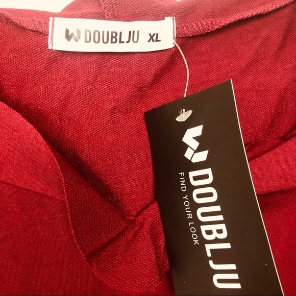 Double JU Burgundy hoodie top‎ S XL - Picture 3 of 8